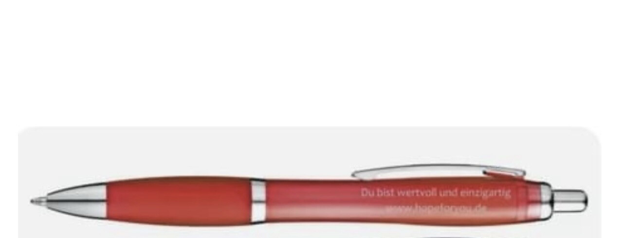 Kugelschreiber mit Aufschrift "Du bist wertvoll und einzigartig" rot