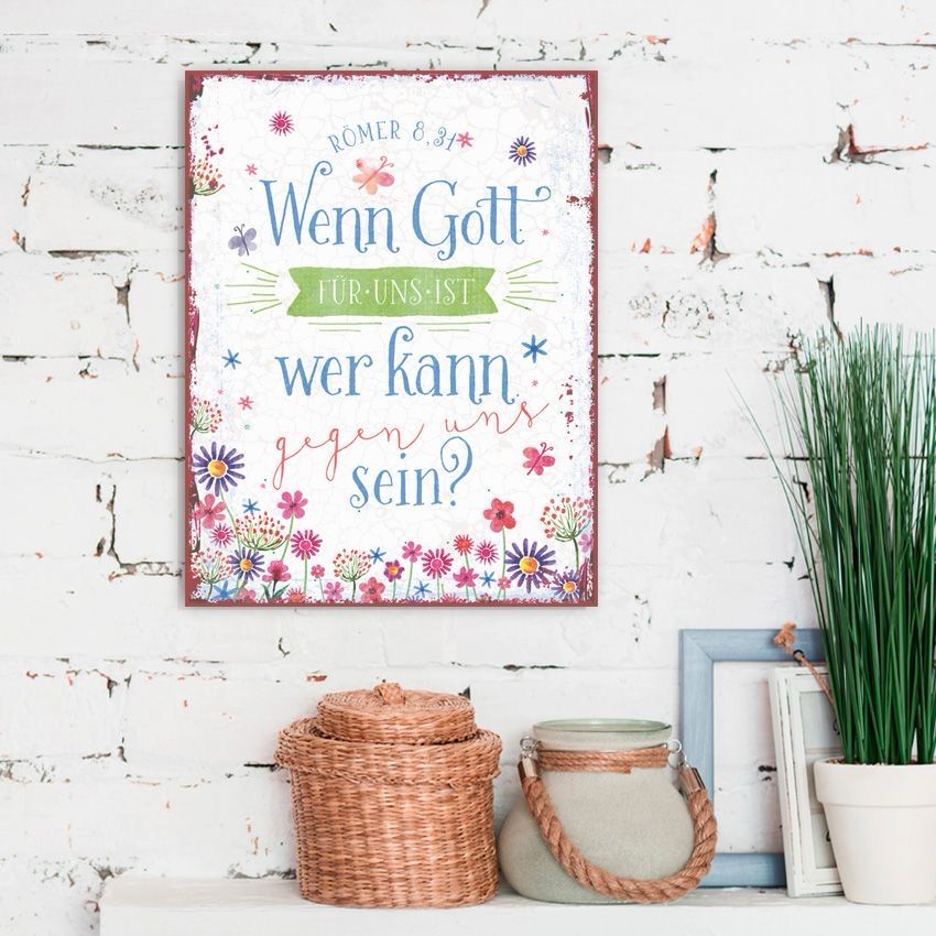 Metallschild Gott ist für uns