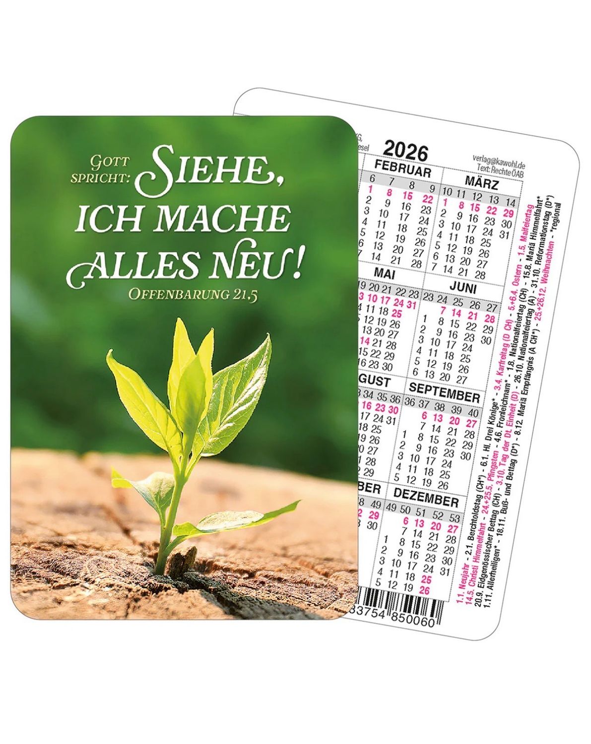 Kalender- Gott spricht: Siehe, ich mache alles neu(Spielkarten-Kalender) Jahreslosung 2026