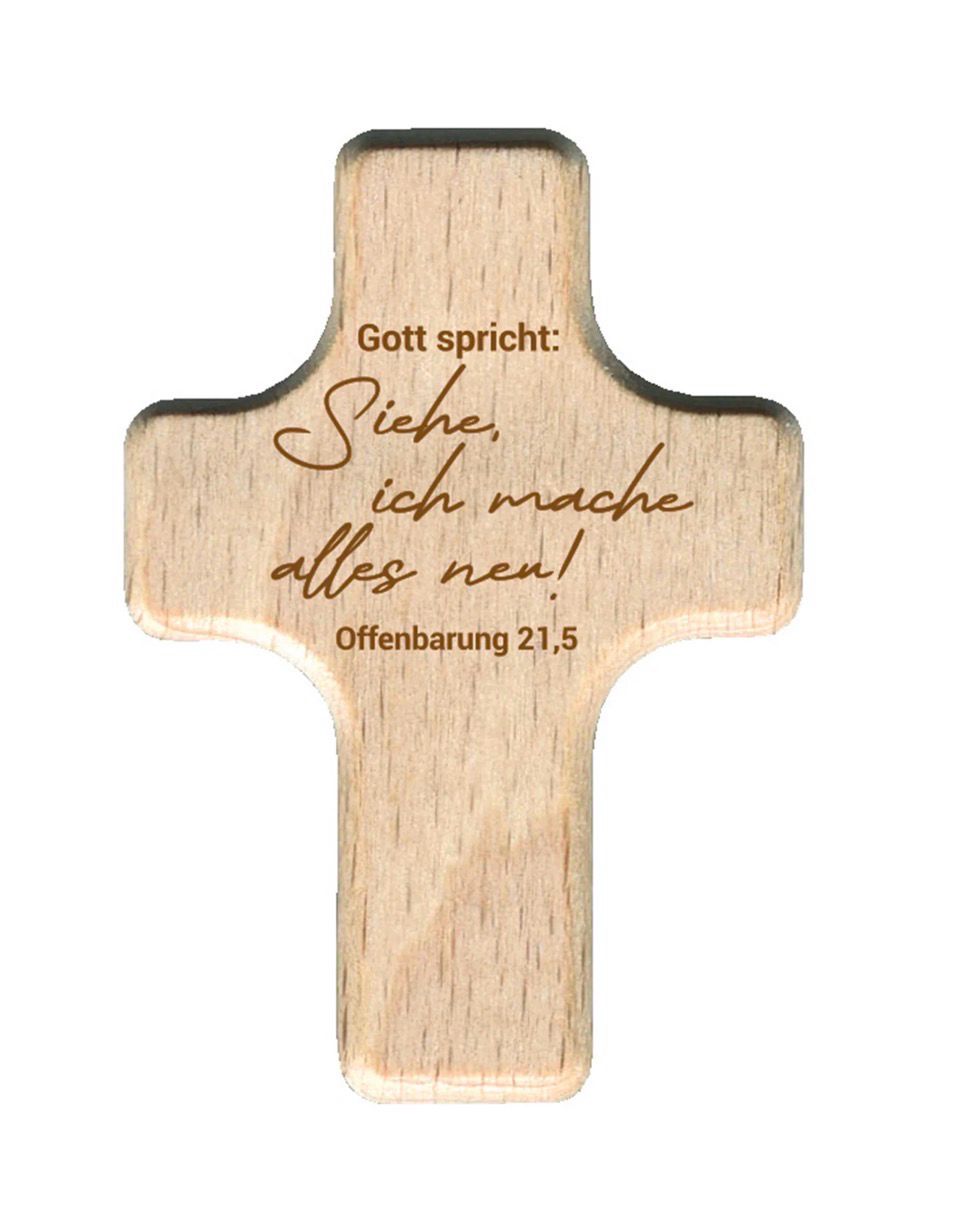 Handschmeichler Kreuz - Siehe, ich mache alles neu -(Holz) Jahreslosung 2026