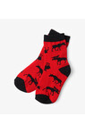 Moose On Red Kids Crew Socks