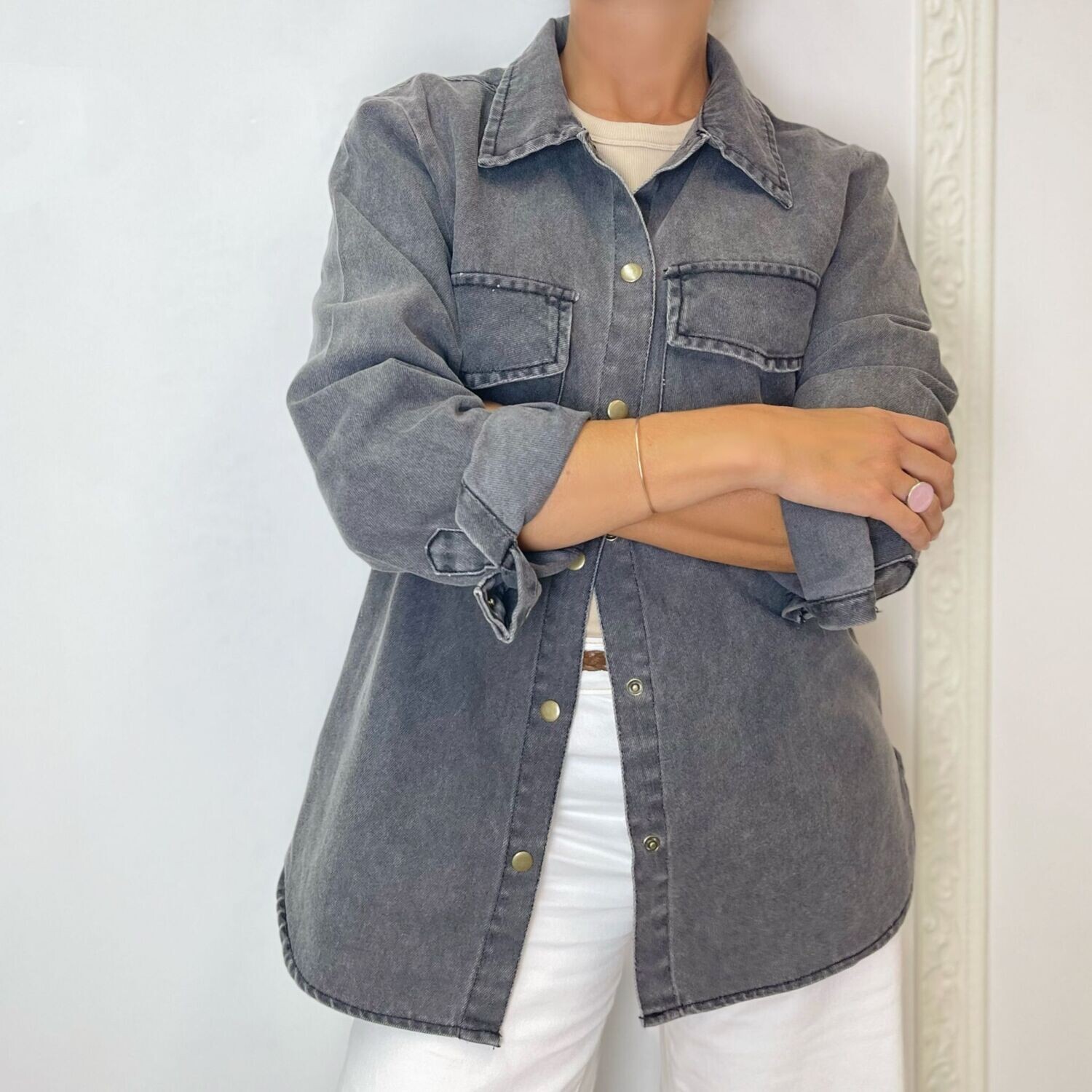 sobrecamisa WEST - jean claro y oscuro, carbón y combinada