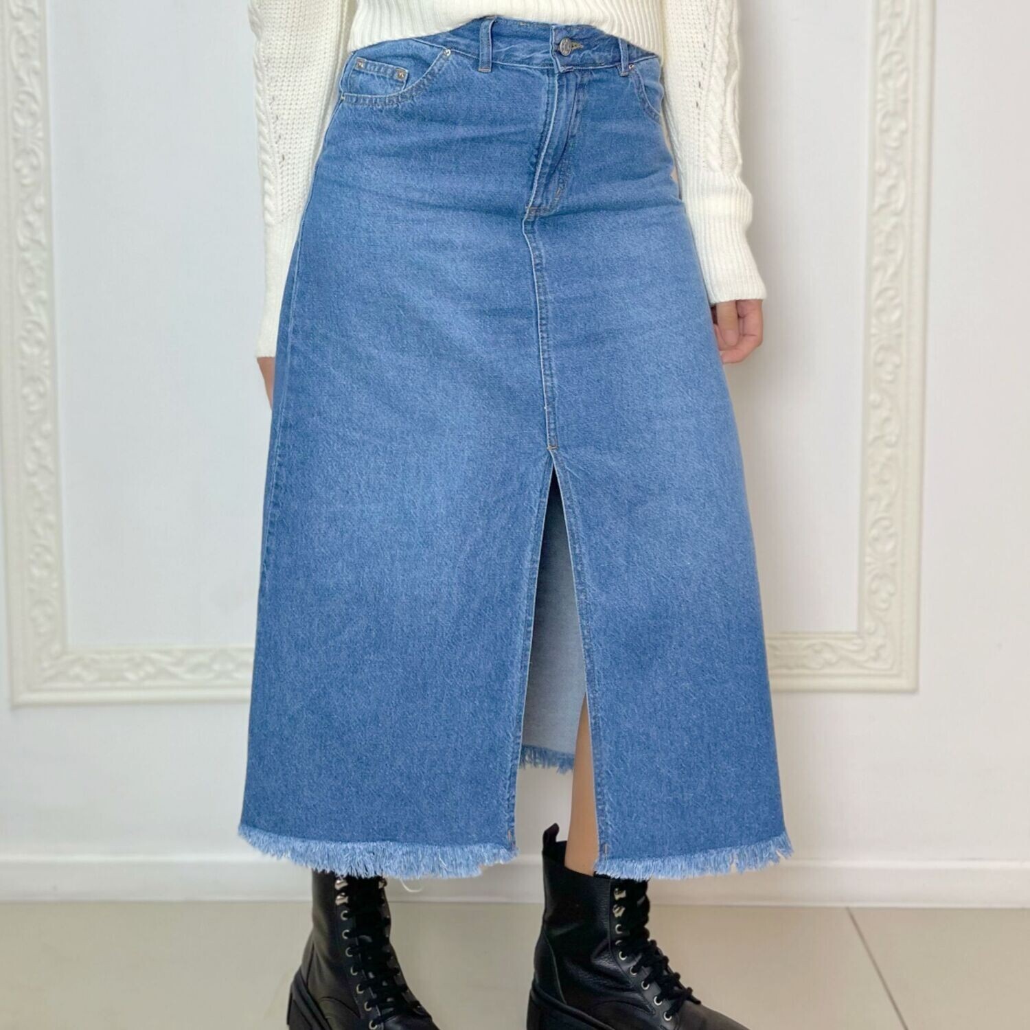 falda jean midi