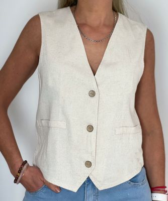 chaleco lino liso  -  LIA