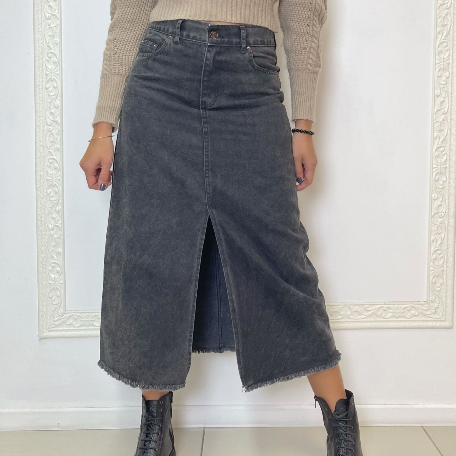 falda jean midi