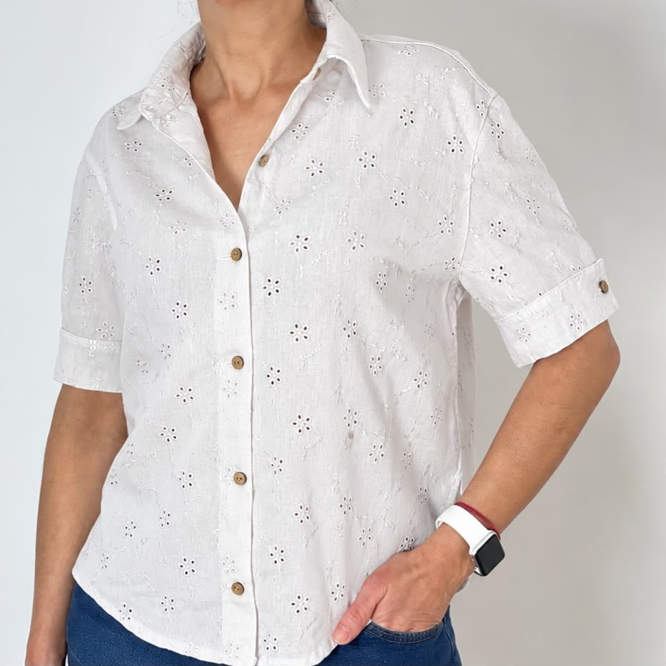 camisa  broderie - BELA manga corta blanco