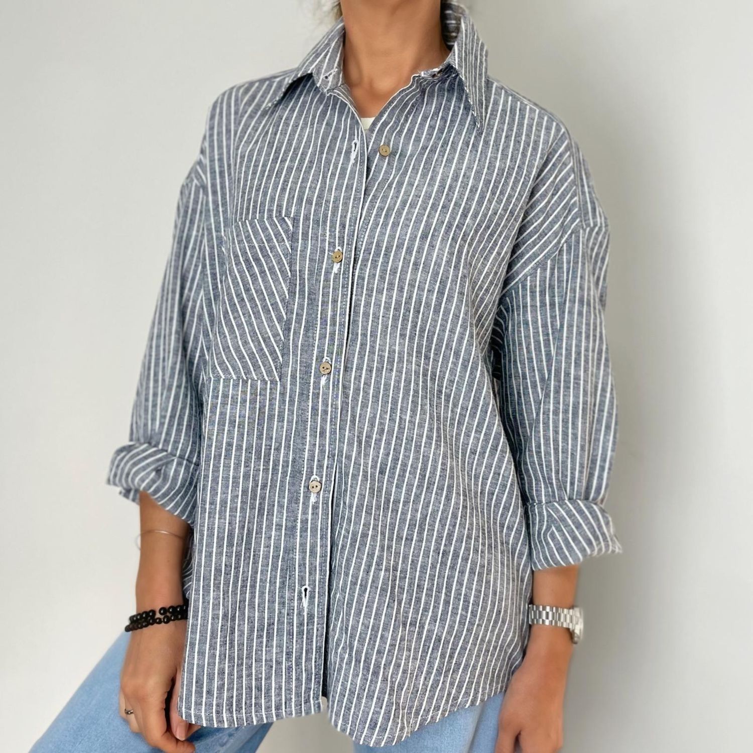camisa CAMILLE rayas gris