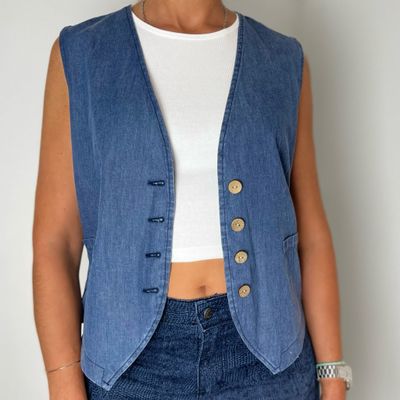 chaleco jean sin lycra  -  NURIA