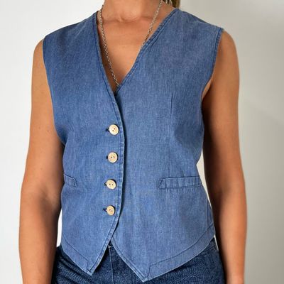 chaleco jean sin lycra  -  NURIA