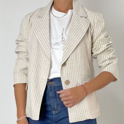 blazer lino rayado - ROMA