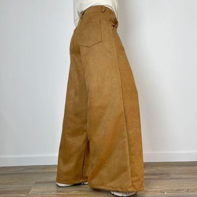pant simil gamuza  -  GARY camel