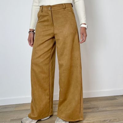 pant simil gamuza  -  GARY camel
