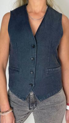 chaleco jean con lycra  - KAMI  negro