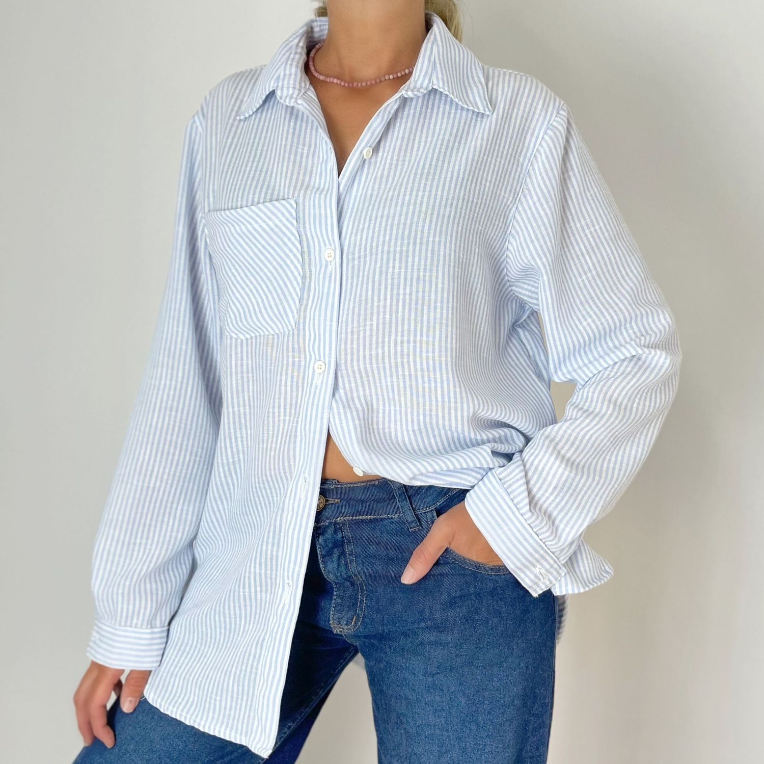 camisa PRISCA - rayas celeste