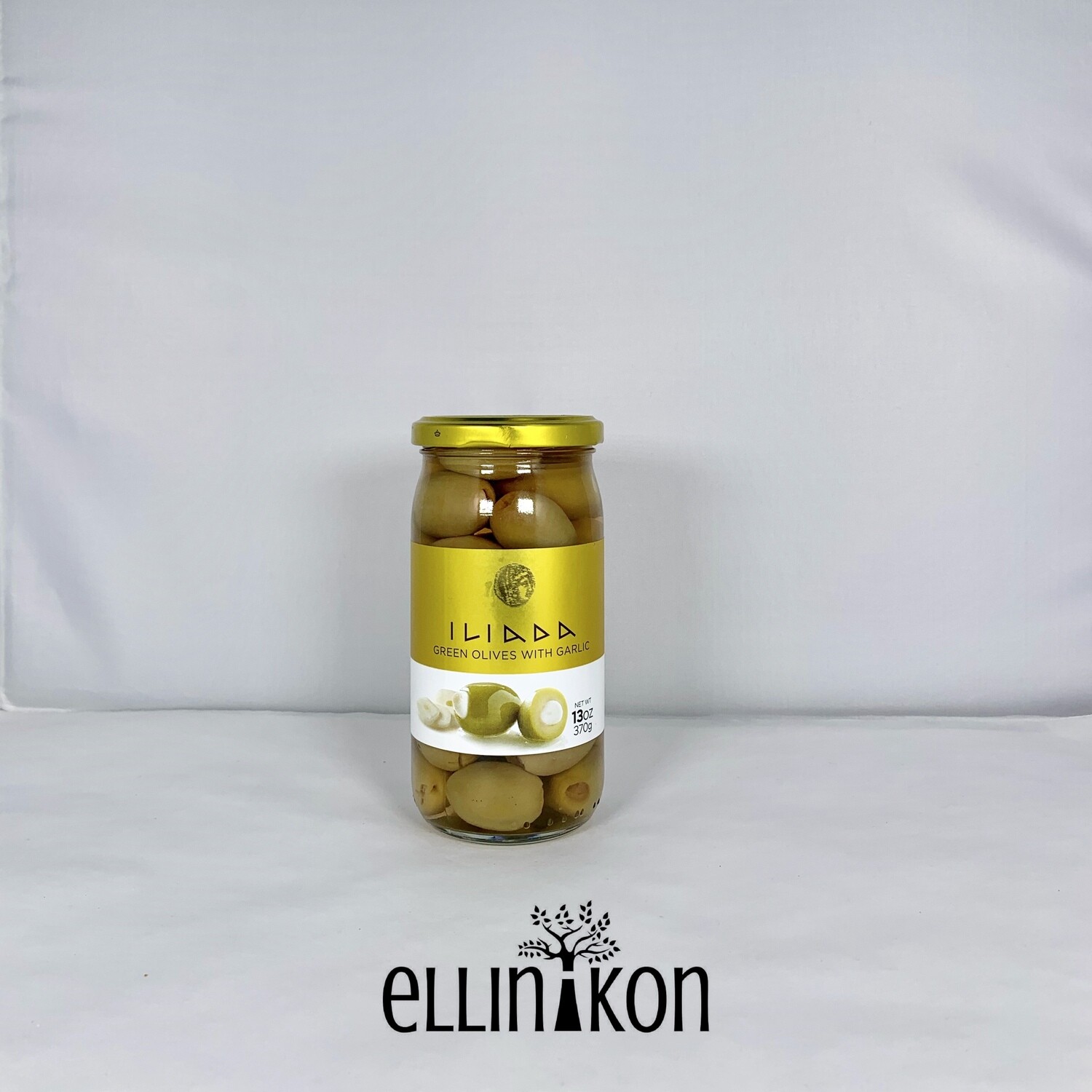 GREEN OLIVES WITH GARLIC 13oz (370g) iliada 440452