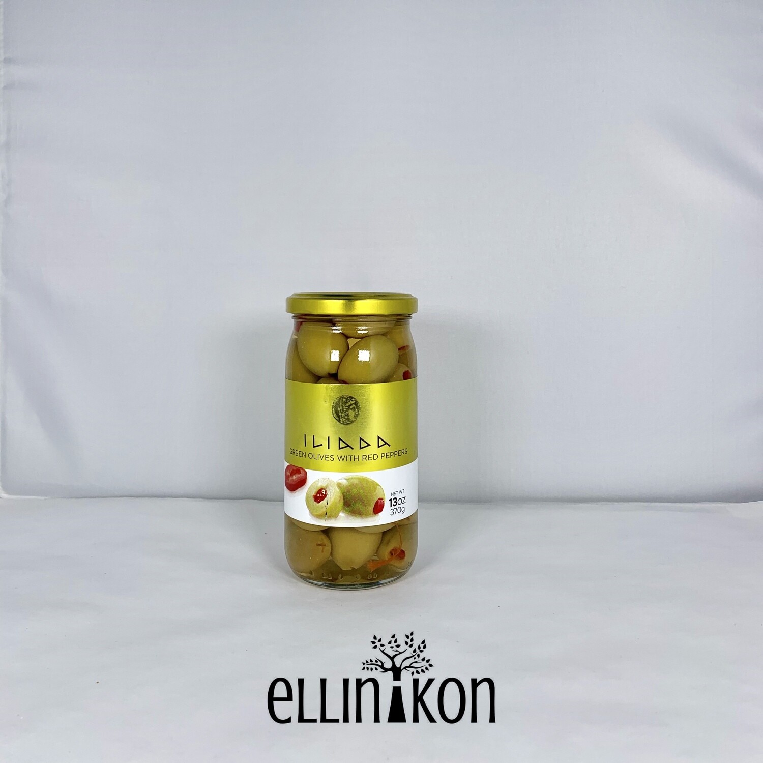 GREEN OLIVES WITH RED PEPPERS 13oz (370g) iliada 440453