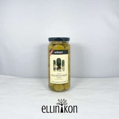 CRACKED GREEN OLIVES 16oz (454g) KRINOS