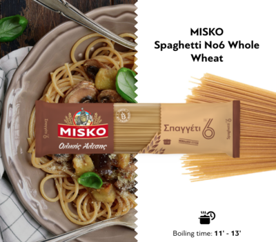 #6 PASTA WHOLE WHEAT, SPAGHETTI, MISKO