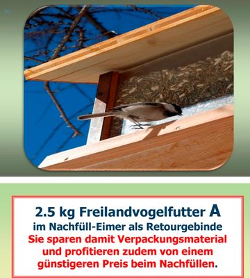 Vogelfutter für Freilandvögel im praktischen Eimer