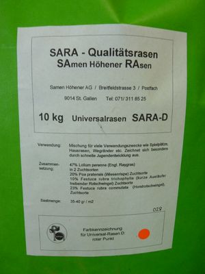 Saatgut aus guten Händen, SARA-D Universalrasen (solange Vorrat)