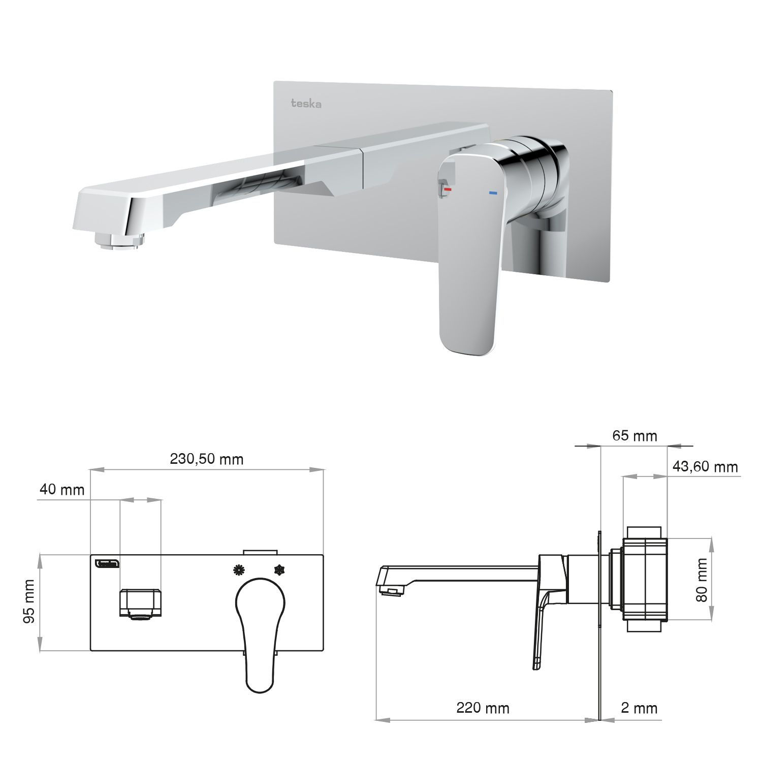 TESKA QUASAR PRO CONCEALED BASIN MIXER SET