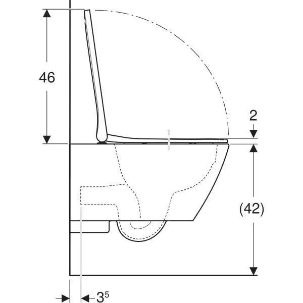 Geberit Smyle set of wall-hung WC, square, shrouded, Rimfree, with WC seat, overlapping lid
