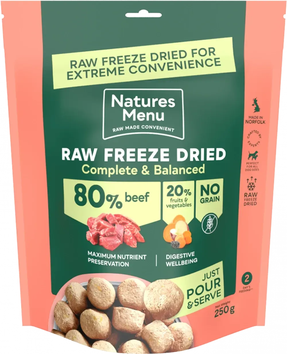 Nature's Menu Freeze Dried Beef 80/20 250g