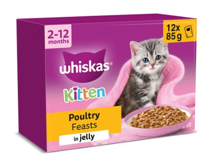 Whiskas Months Kitten Pouches Poultry Selection in Jelly 12x 85g