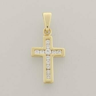 Anhänger Kreuz 333/-Gelb Gold poliert Zirkonia Anhänger Kreuz 333/-Gelb Gold poliert Zirkonia