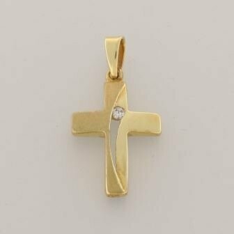 Anhänger Kreuz 333/-Gelb Gold poliert/mattiert Zirkonia Anhänger Kreuz 333/-Gelb Gold poliert/mattiert Zirkonia