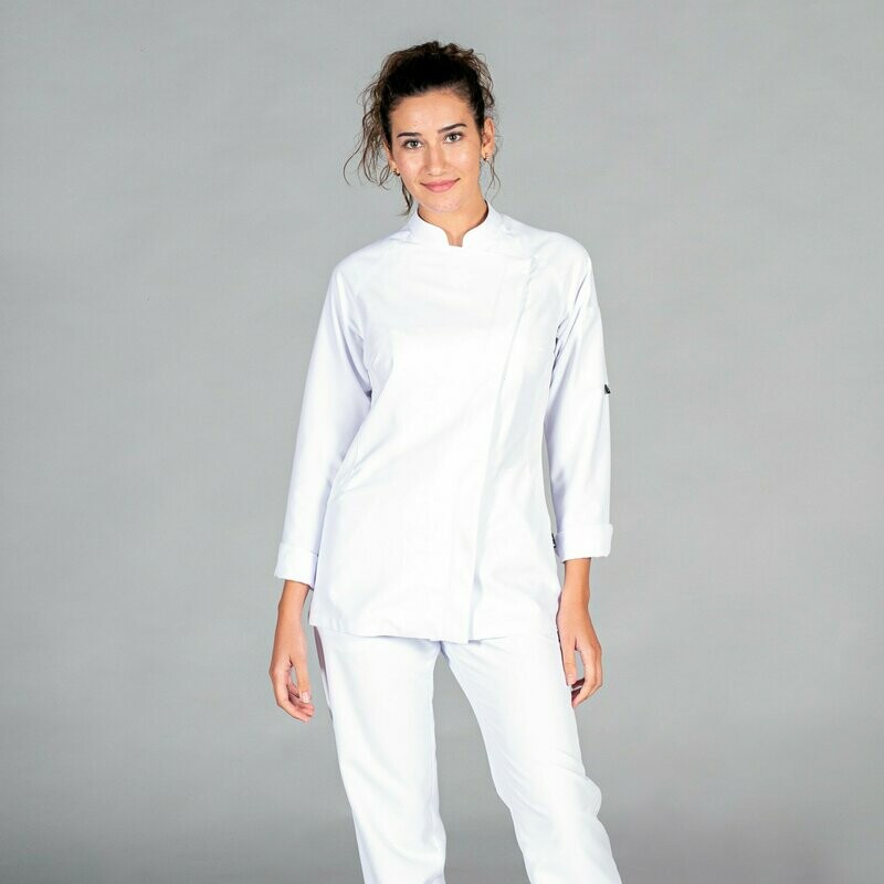 CHAQUETA COCINA MUJER IZA, Color: Blanco