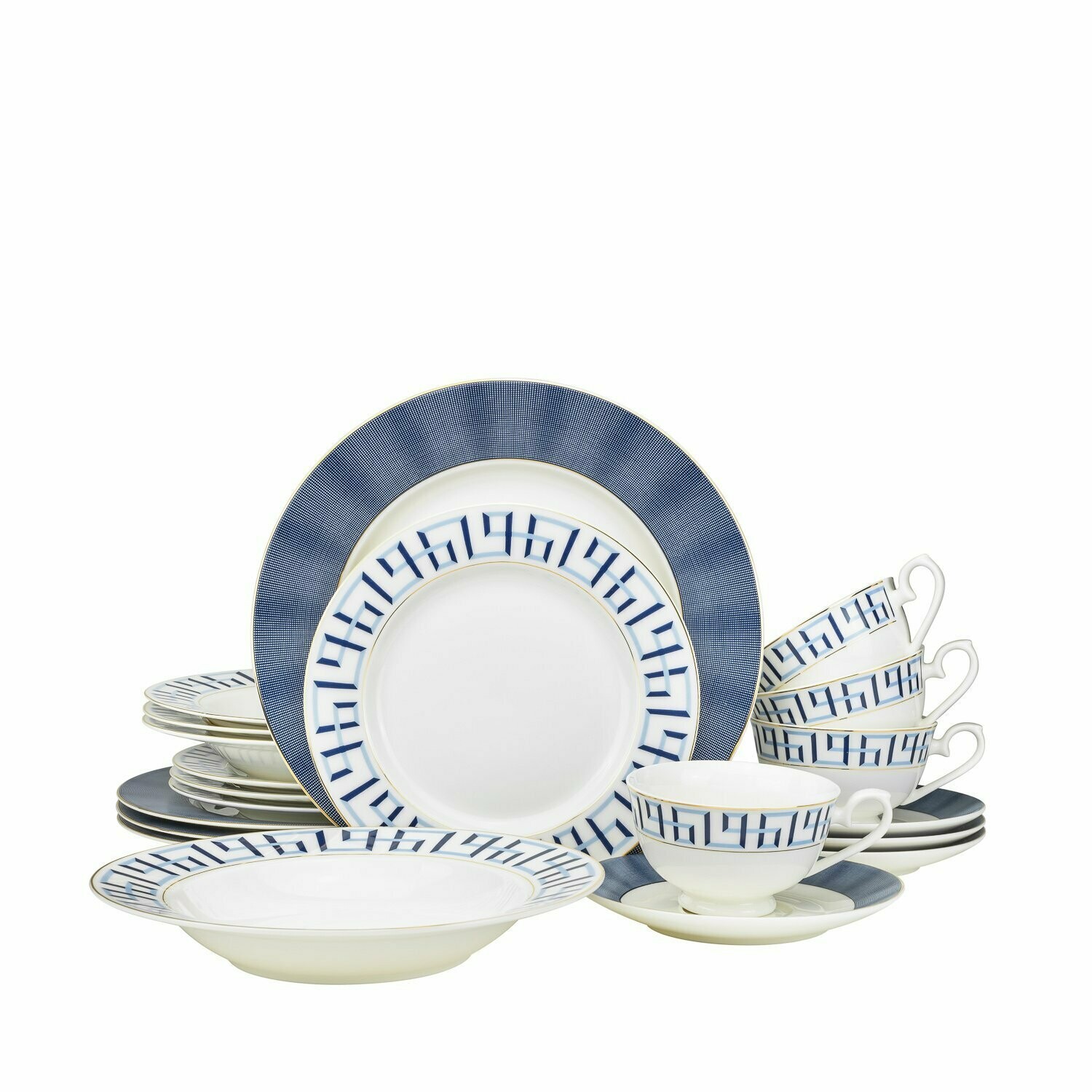 Greek Key Blue - Service for 12