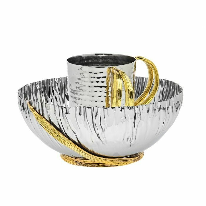 Gold Leaf  Stainless Washing SET (Cup & Bowl)