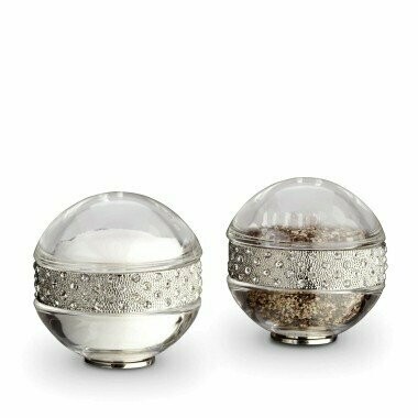 Salt Globes Pair - Platinum with Swarovski