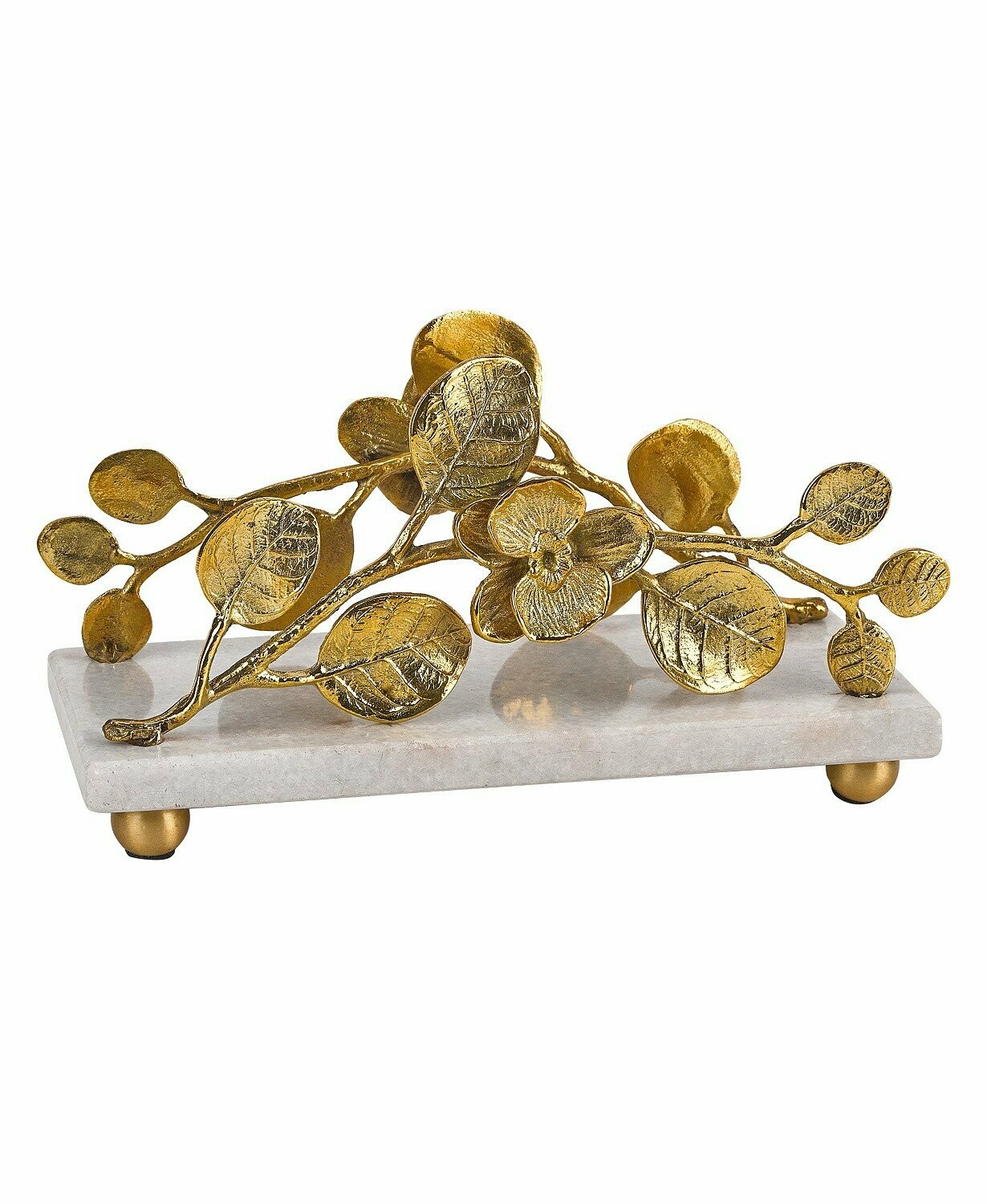 Napkin Holder Marble and Gold Leaves