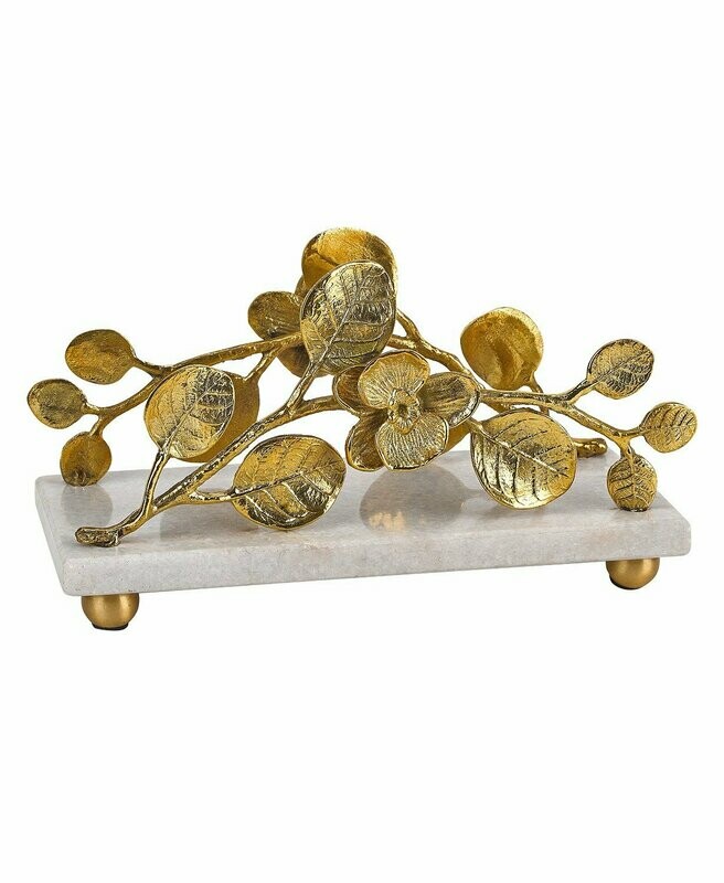 Napkin Holder Marble and Gold Leaves