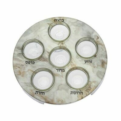 Aluminum Seder Plate Marble Design