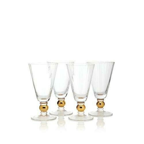Goldtone 12oz Footed glass - Set of 4