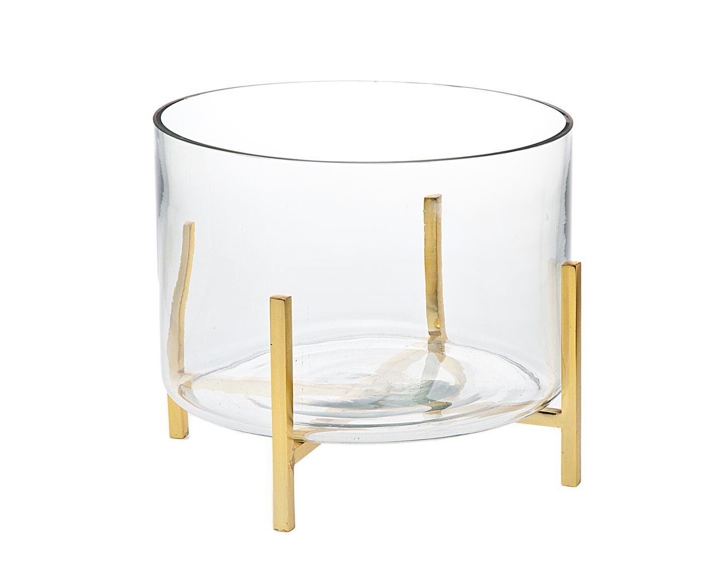 Glass Salad bowl in Gold Wire Caddy