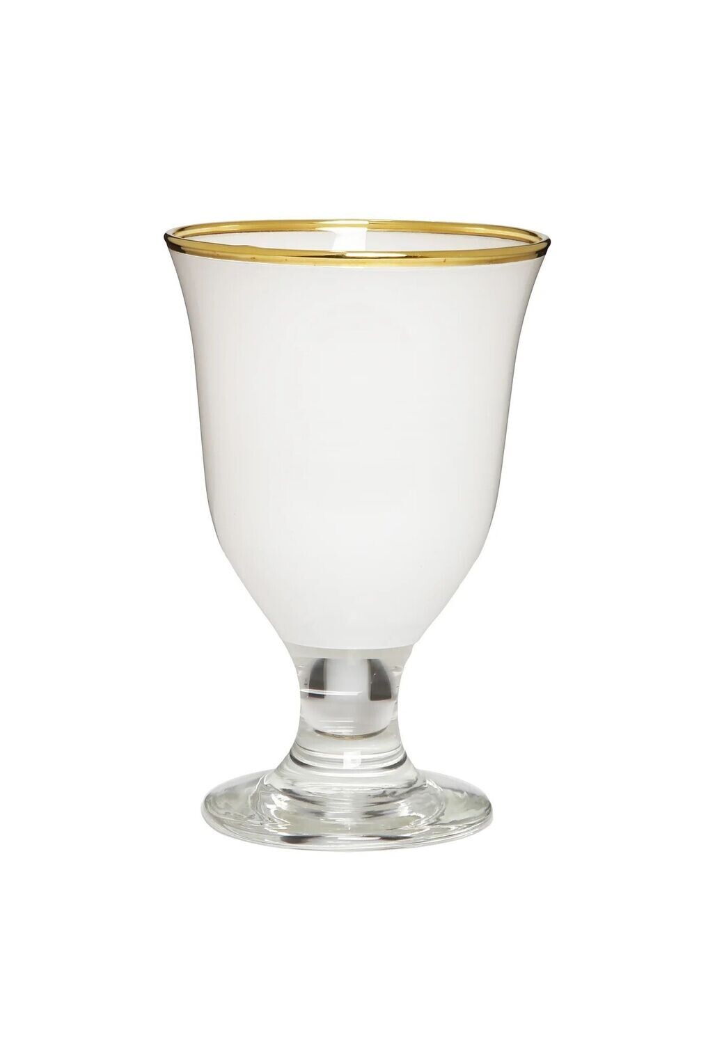 White Glass Short Stem Gold Rim - Set of 6