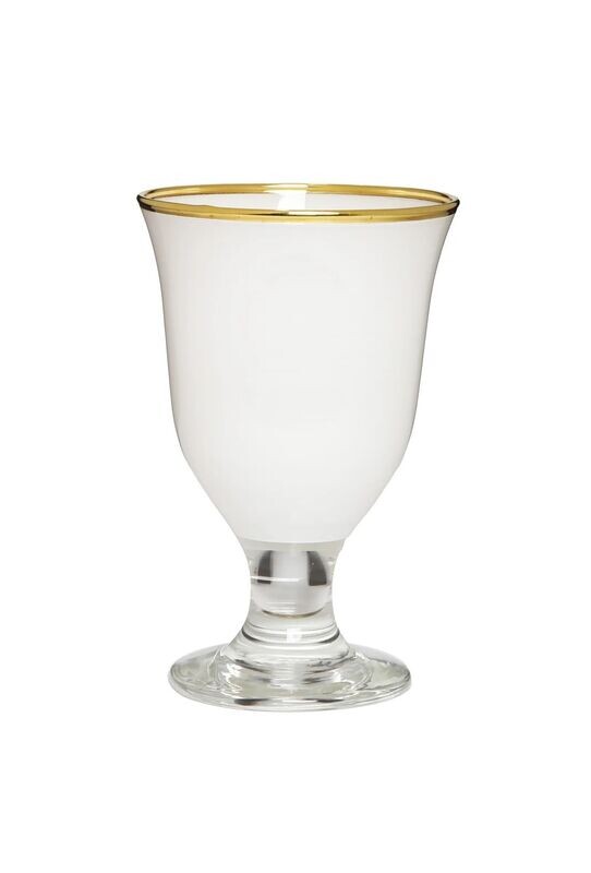 White Glass Short Stem Gold Rim - Set of 6