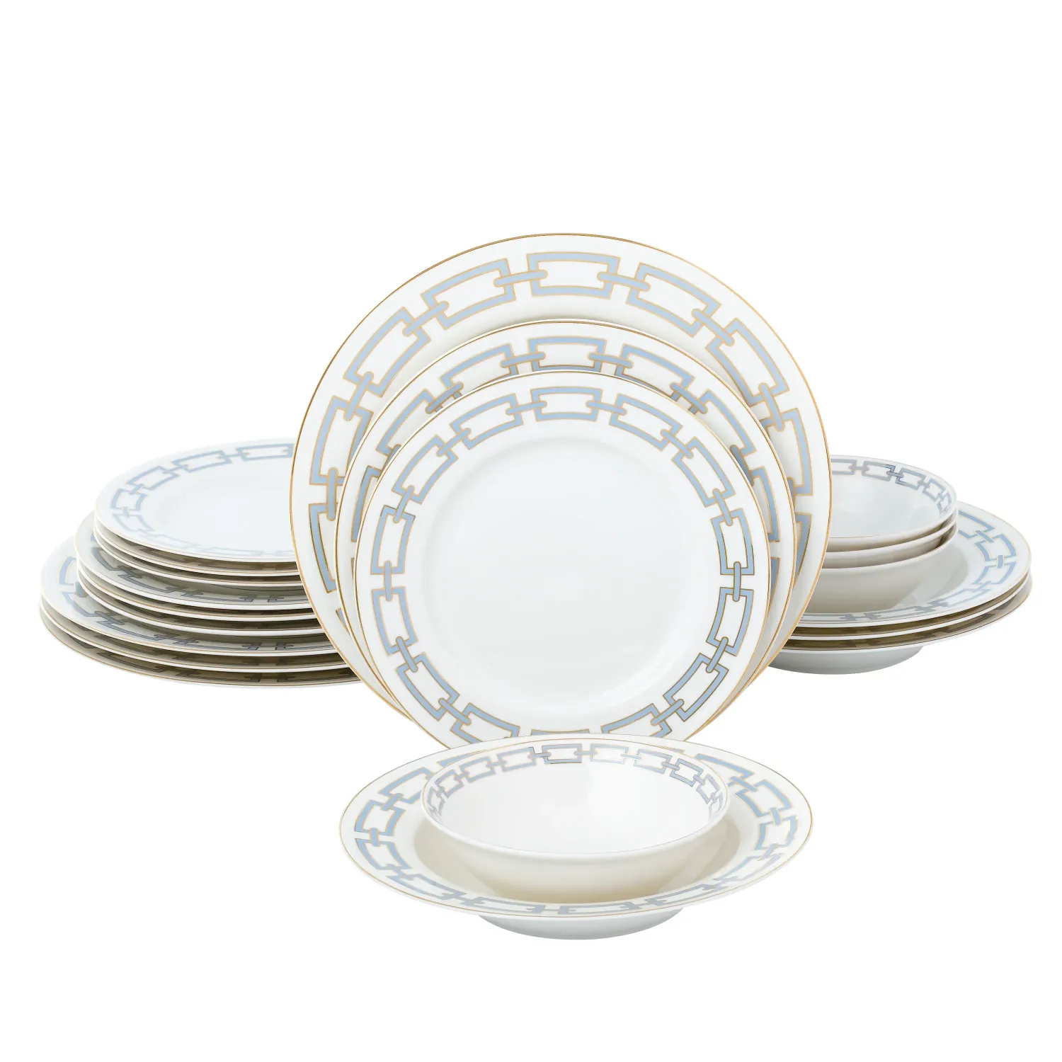 Link Design - Light Blue/Grey with Gold trim