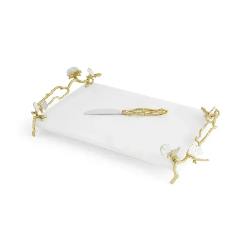 Aram White Butterfly Challah Board