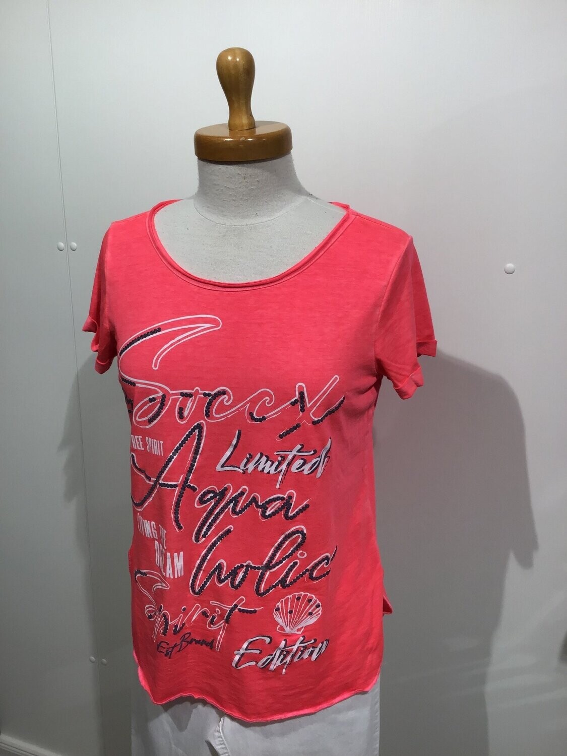 Damen T-Shirt Aquaholic neon rosa Soccx
