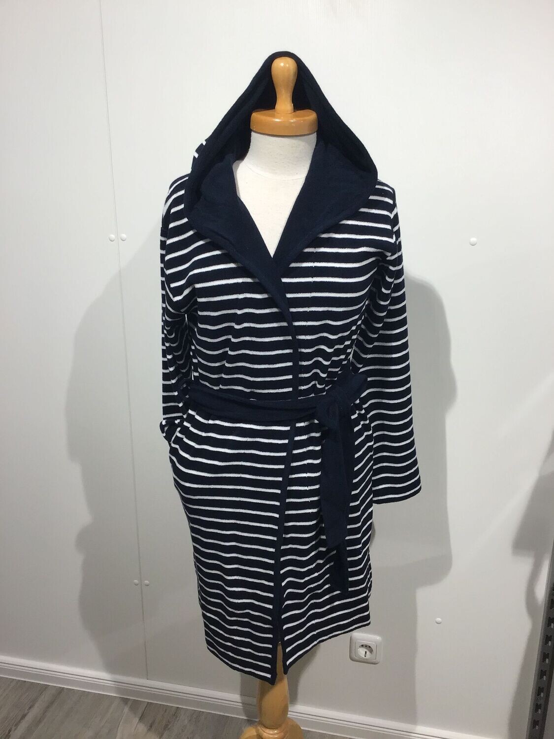 Damen Bademantel - blau Streifen - Schiesser