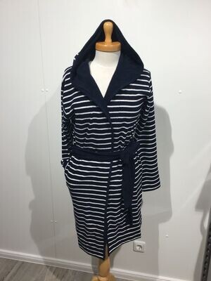 Damen Bademantel - blau Streifen - Schiesser