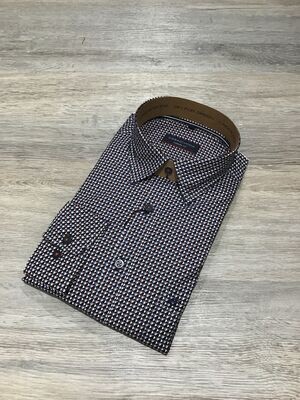 Hemd 1/1 - blau-rost gemustert - Casa Moda Hemd 1/1 - blau-rost gemustert - Casa Moda