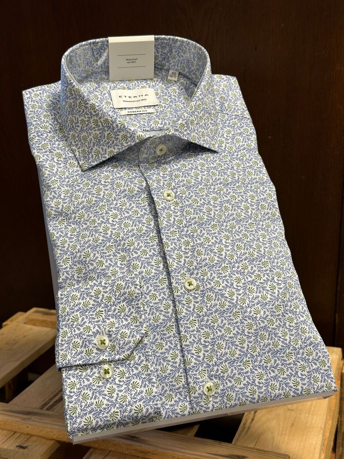Herren Hemd 1/1 - blaugemustert- Eterna