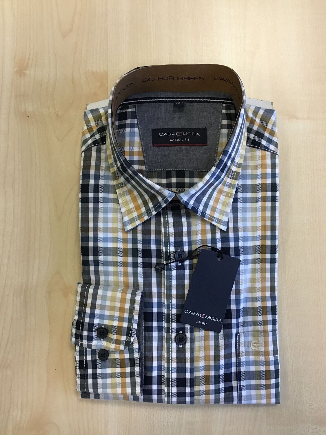 Hemd 1/1 - blau-gelb kariert - Casa Moda