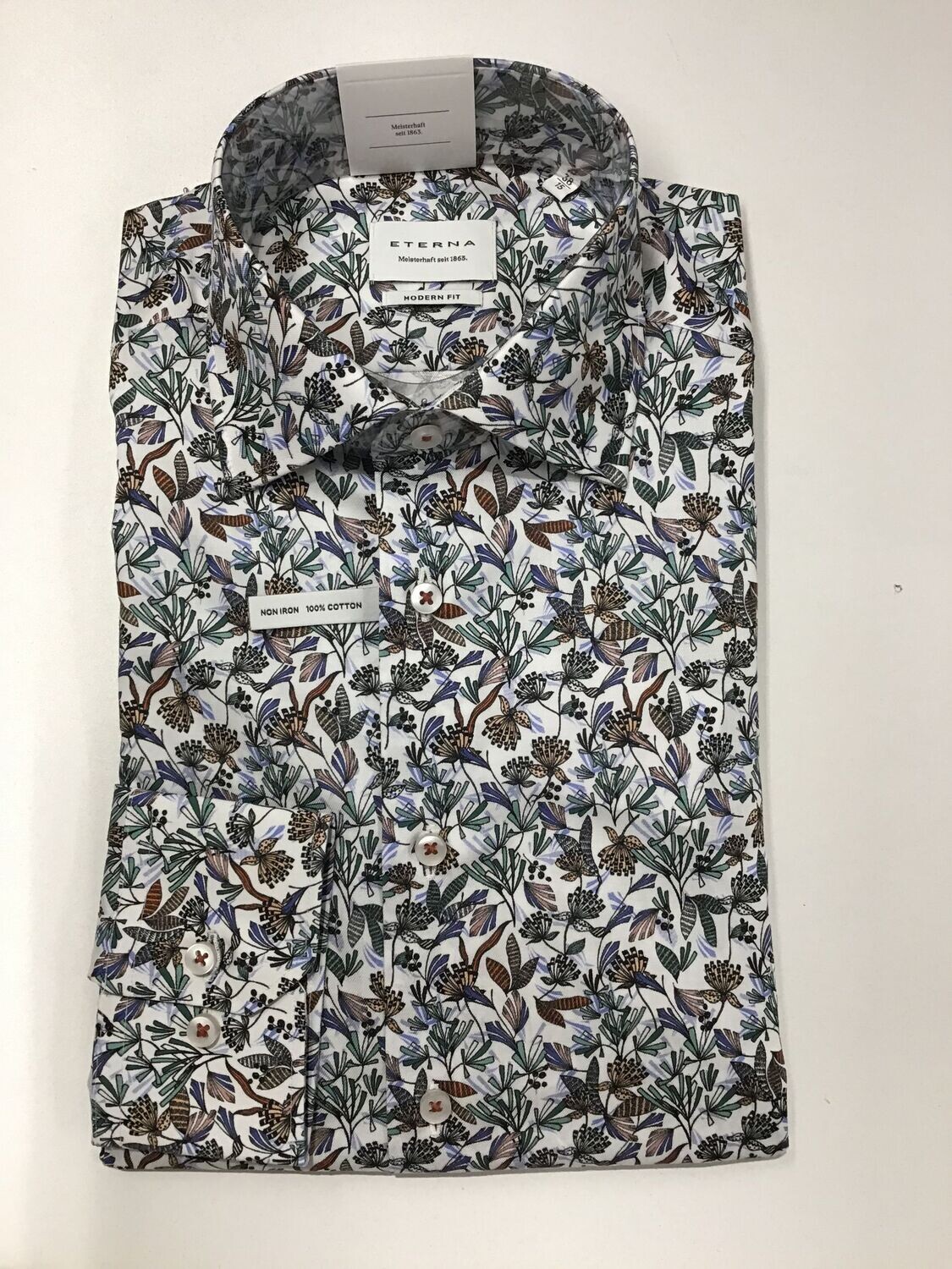 Herren Hemd 1/1 - blau gemustert- Eterna